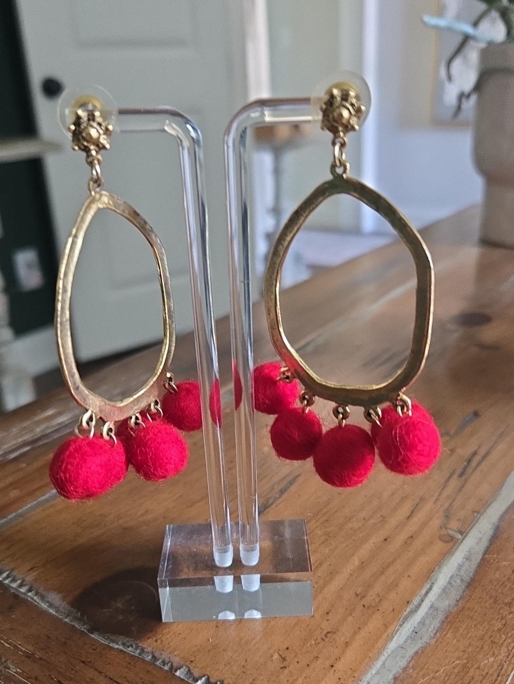 Red Gold Tone Earrings